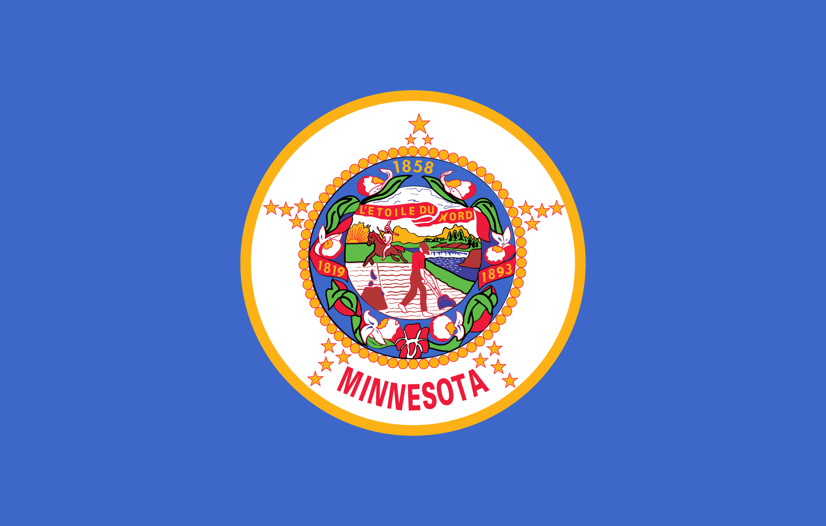 Obrázek vlajky státu USA Minnesota, členského státu Spojených států Amerických, v rozlišení v rozlišení 1680x1069 | Minnesota | Minnesotská vlajka | Saint Paul | Minneapolis