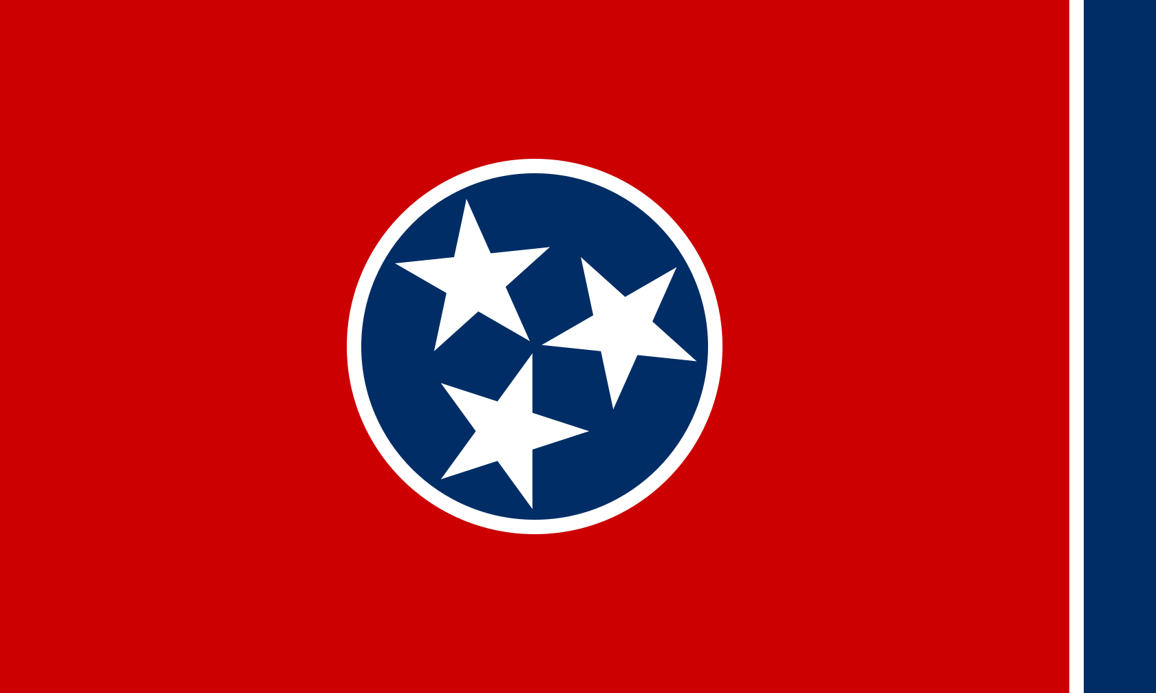 Obrázek vlajky státu USA Tennessee, členského státu Spojených států Amerických, v rozlišení v rozlišení 1680x1008 | Tennessee | Vlajka Tennessee | Nashville | Memphis