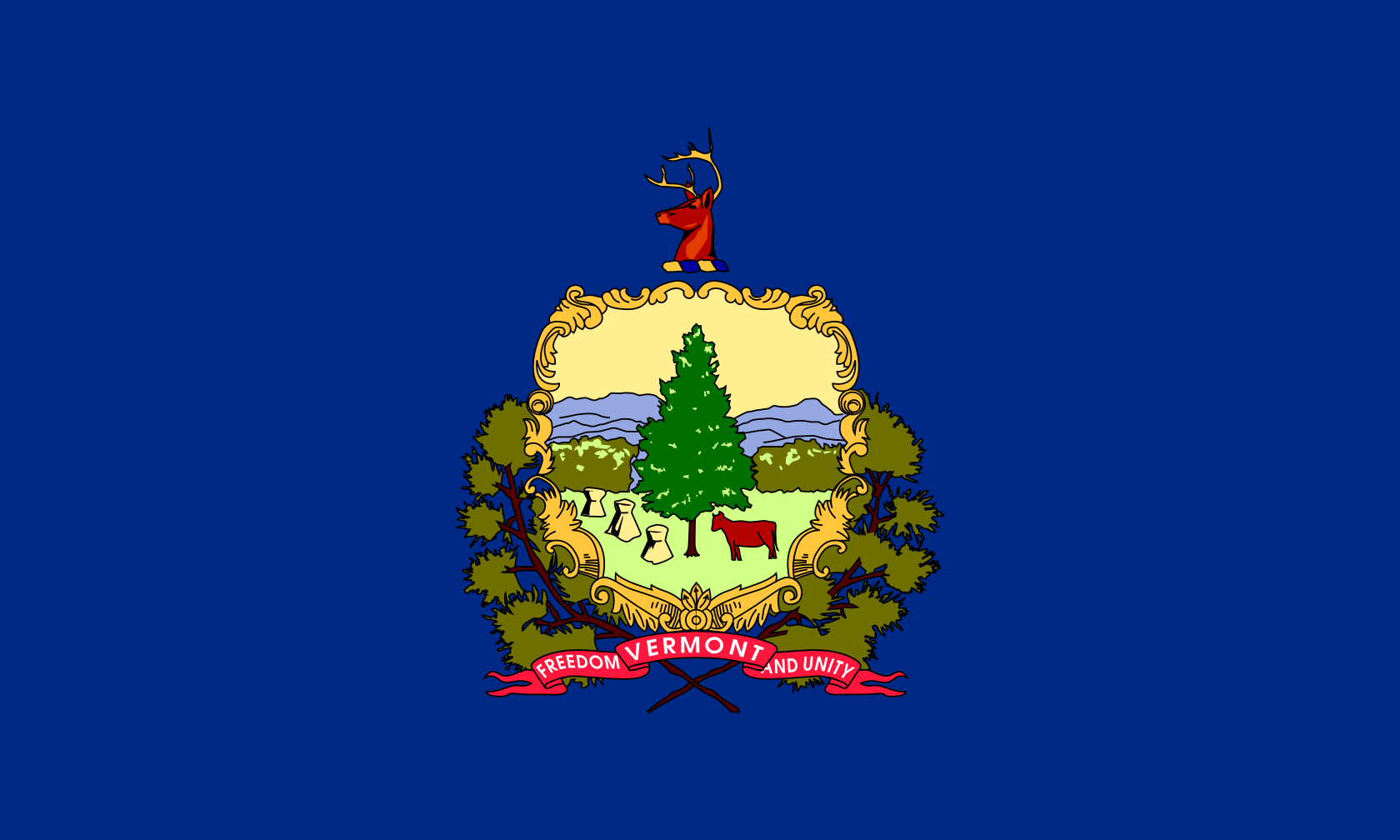 Obrázek vlajky státu USA Vermont, členského státu Spojených států Amerických, v rozlišení v rozlišení 1680x1008 | Vermont | Vermontská vlajka | Montpelier | Burlington