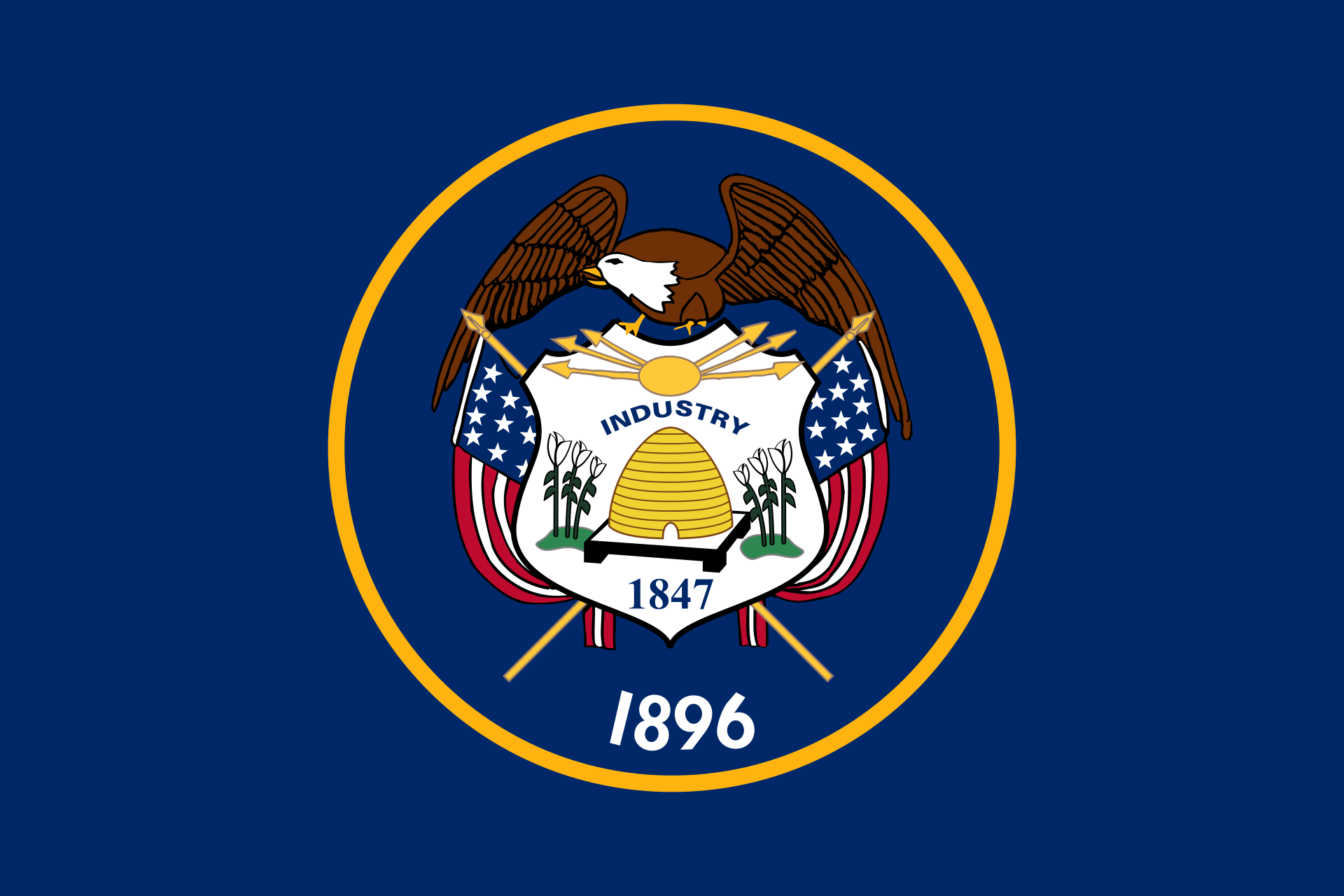 Obrázek vlajky státu USA Utah, členského státu Spojených států Amerických, v rozlišení v rozlišení 1920x1280 | Utah | Vlajka Utahu | Salt Lake City | Salt Lake City