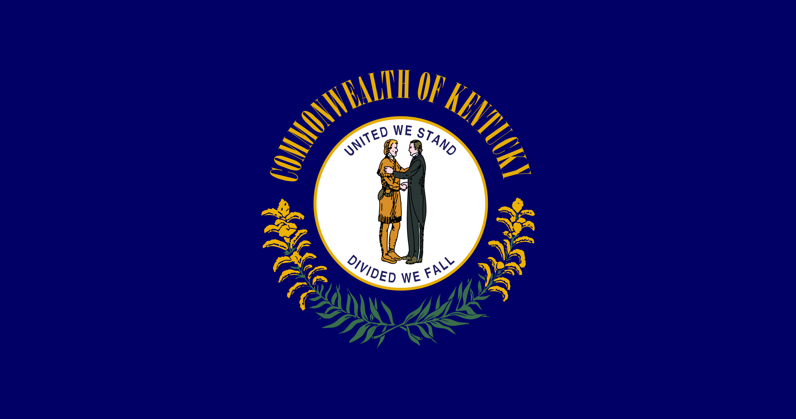 Obrázek vlajky státu USA Kentucky, členského státu Spojených států Amerických, v rozlišení v rozlišení 2560x1347 | Kentucky | Vlajka Kentucky | Frankfort | Louisville