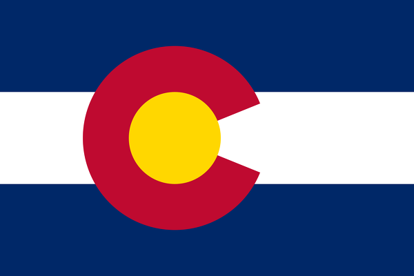 Obrázek vlajky státu USA Colorado, členského státu Spojených států Amerických, český název: Colorado, hlavní město Denver, nejlidnatější město Denver | Colorádská vlajka | kod: CO