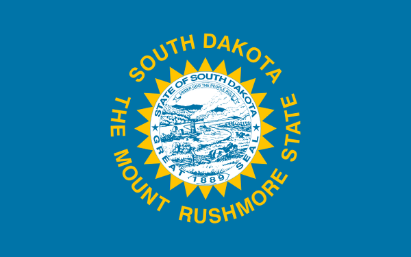 Obrázek vlajky státu USA Jižní Dakota, členského státu Spojených států Amerických, český název: Jižní Dakota, hlavní město Pierre, nejlidnatější město Sioux Falls | Vlajka Jižní Dakoty | kod: SD