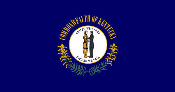 Obrázek vlajky státu USA Kentucky, členského státu Spojených států Amerických, český název: Kentucky, hlavní město Frankfort, nejlidnatější město Louisville | Vlajka Kentucky | kod: KY