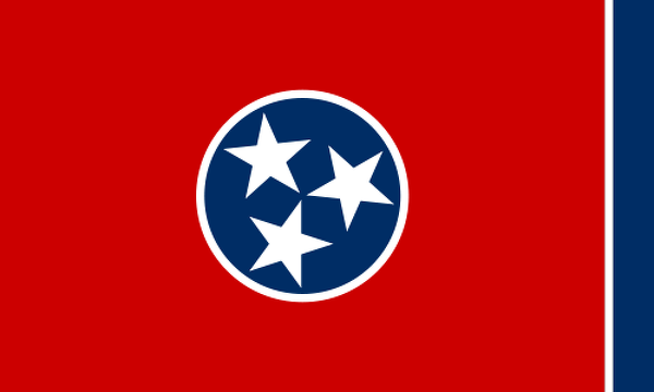 Obrázek vlajky státu USA Tennessee, členského státu Spojených států Amerických, český název: Tennessee, hlavní město Nashville, nejlidnatější město Memphis | Vlajka Tennessee | kod: TN